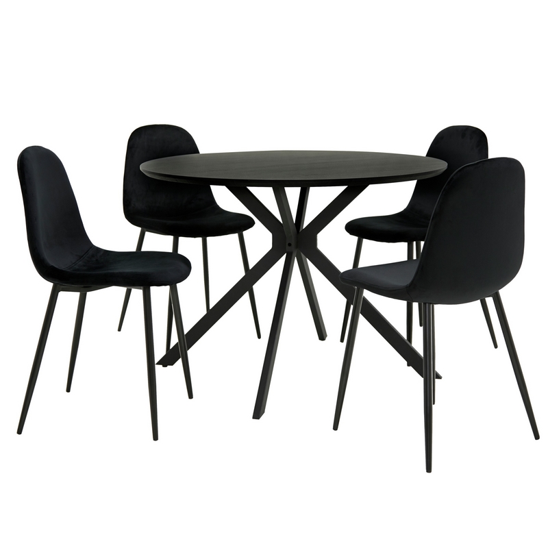 Lamont Spisebord Svart, svarte ben D110x76 Mdf, papir Lamont Spisebord Svart, svarte ben D110x76 Mdf, papir